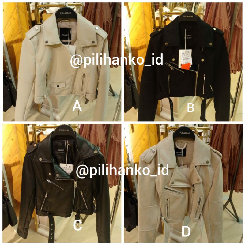 Wind Jaket Pull and Bear Mantel Pengendara Outer Suede Coat Original