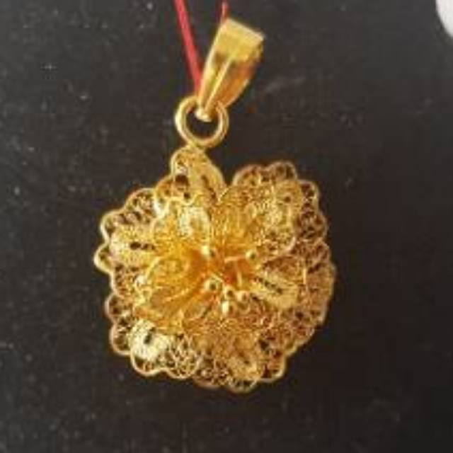 liontin emas asli kadar 875 bunga kendari hadiah mewah liontin indonesia handmade
