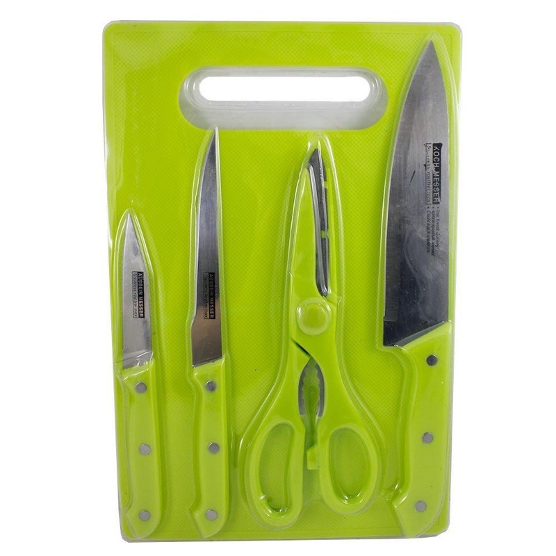 [UNIK] Pisau &amp; Gunting + Talenan Dapur Set 5in1