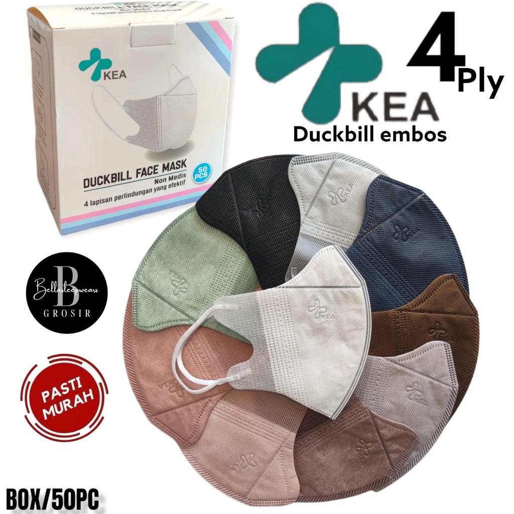 3PLY / 4PLY DUCKBILL KEA EMBOS GARIS- MASKER DUCKBILL 4PLY EMBOS KEA KEMENKES