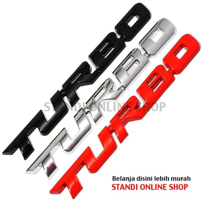 Emblem Mobil Belakang 3D Logo Turbo Sticker Aluminium Murah