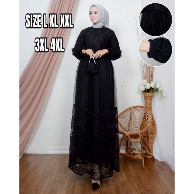 KINANTI DRES JUMBO BAHAN BRUKAY MIX TILE DOT