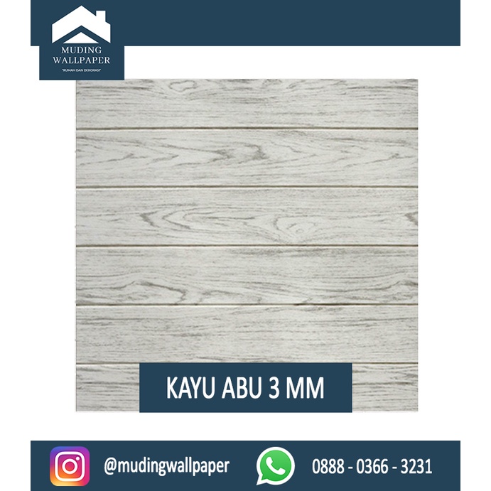 Wallpaper Bata Putih 3D Foam 77 x 70 cm-Kayu Abu 3.5 MM