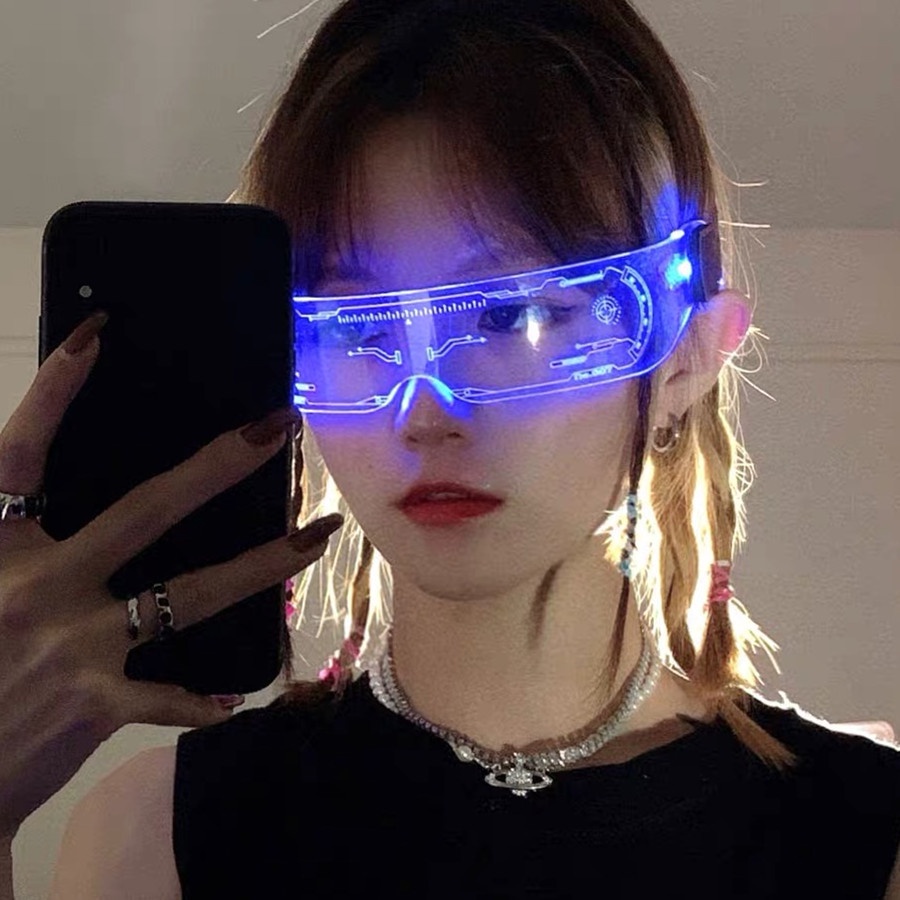 Colorful Luminous LED Glasses Accessories Technology Bungee Hip Hop Diablo