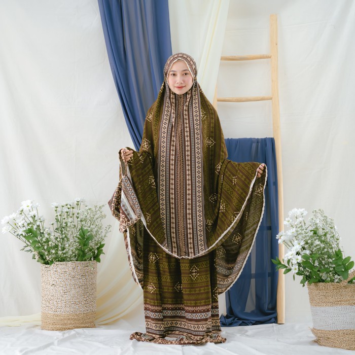 Mukena Zianisa List Mecca Dusty Pink-Broken White Allsize