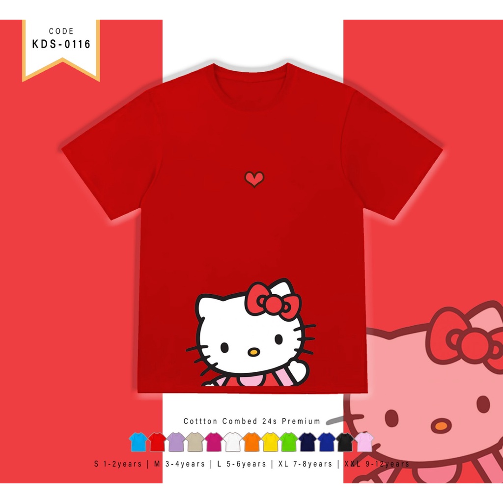 T-SHIRT KIDS / KAOS ANAK-ANAK BERGAMBAR HELLO KITTY LUV / CUSTOM TEE