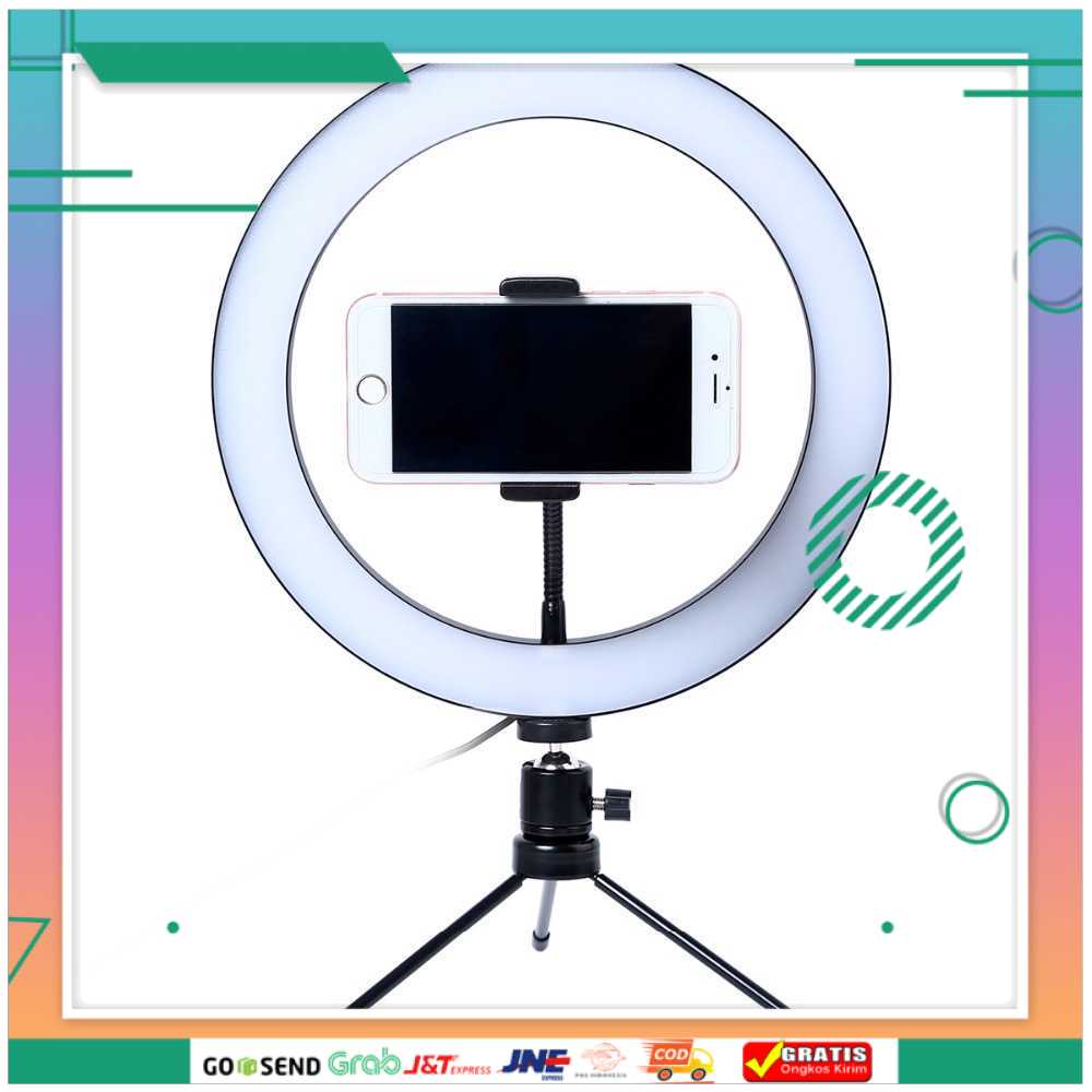 (BISA COD) FTIHSHPLacyfans Halo Ring Light LED 120 LED 10 Inch Holder+Mini Tripod RL-128