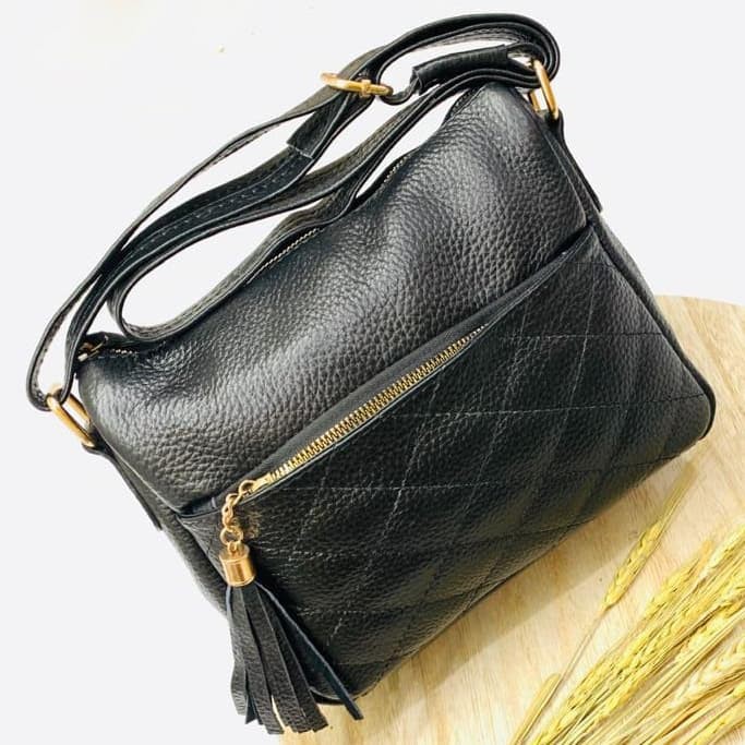 Tas Selempang Slingbag Wanita Papirut Tas Kulit Asli Garut Premium Ukuran S F04