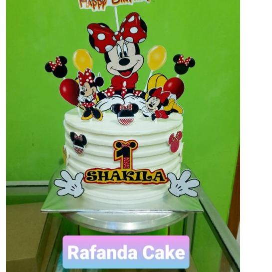 [66] topper kue ultah mickey mouse toper minnie custom nama OTS-31