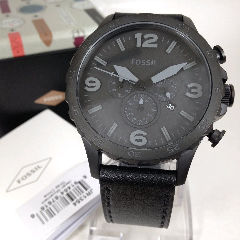 Jam Tangan Pria F055il JR1354 50mm black leather Original