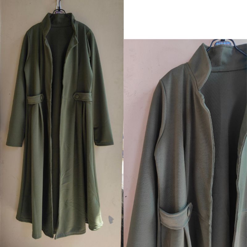 Long Outer Cardigan Fashion Muslim Kekinian Korean Style Selebgram Terbaru Lemon Skin Premium-MAHALINI - ARMY