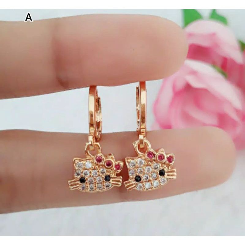 ANTING ANAK HELLO KITTY/MICKEY MOUSE XUPING LAPIS EMAS