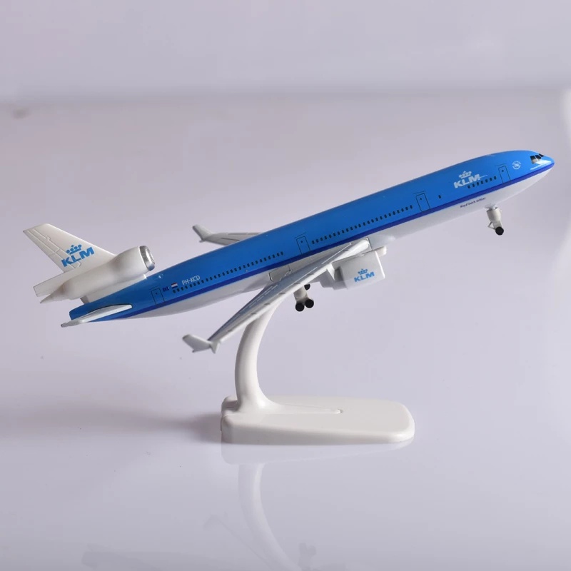 Md-11 KLM Mainan Pesawat Terbang Amerika Kargo Airlines Diecast MD11 Bahan Alloy Dengan Roda Pendaratan