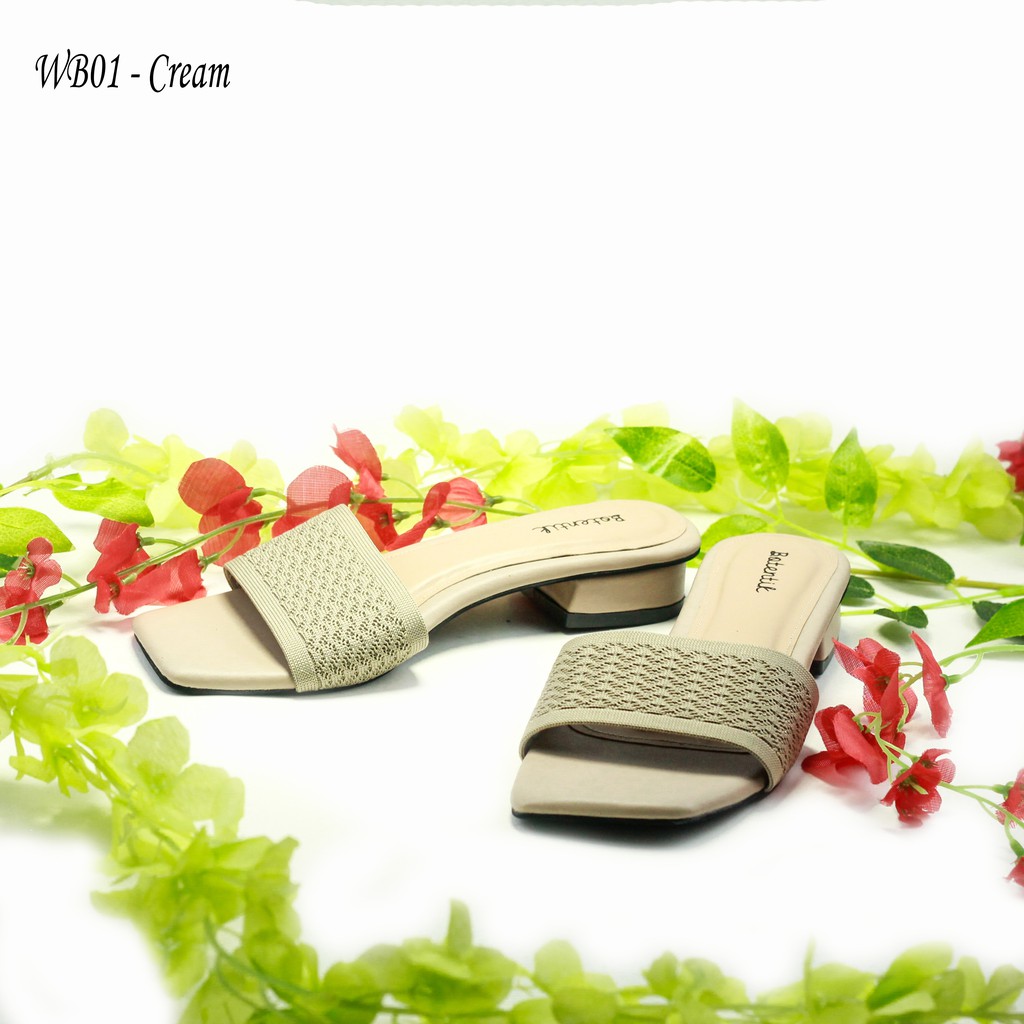 Emye WB01 - Sandal Selop Flat Shoes Pansus Rajut Import Murah Mewah Wanita Terbaru 2021
