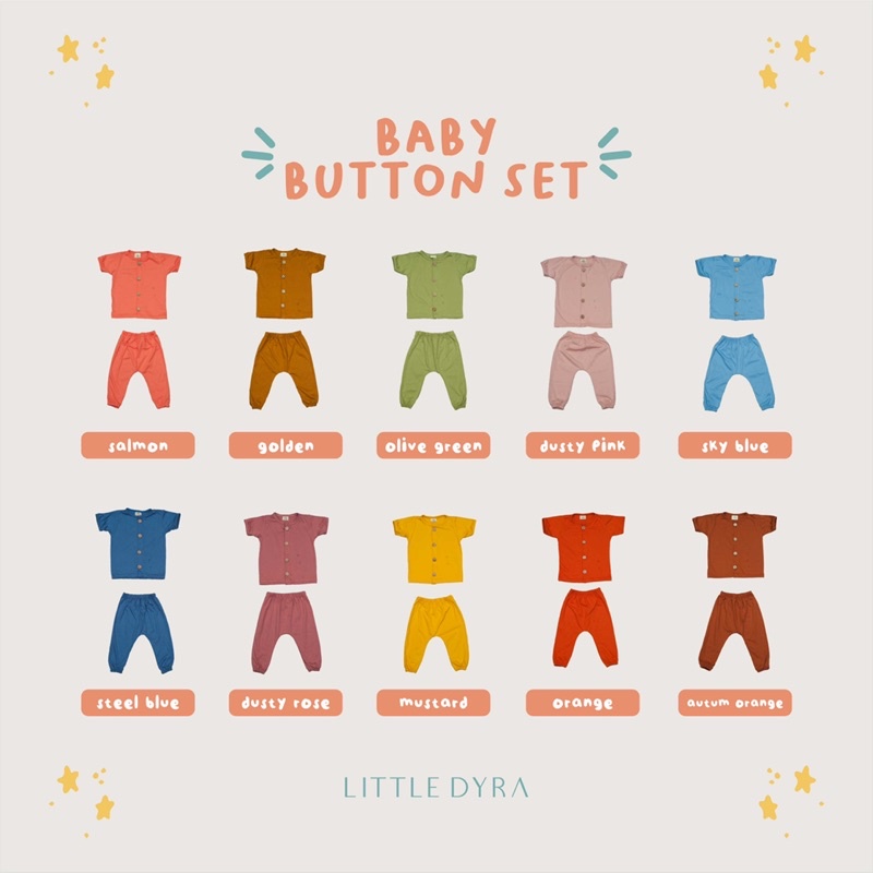 LITTLE DYRA Baby Button Set - Setelan Bayi 0-5th