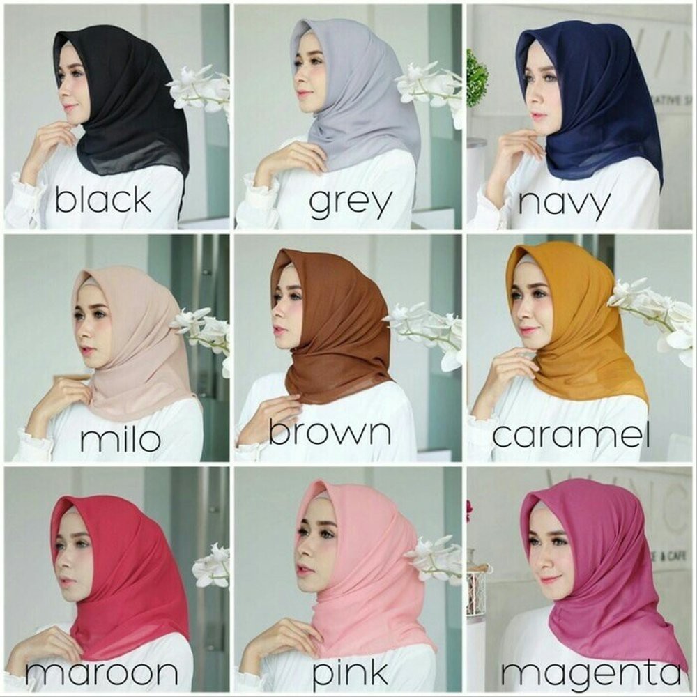 BELLA SQUARE KERUDUNG SEGIEEMPAT Hijab Pollycotton KERUDUNG SEGIEMPAT POLOS BELLA SQUARE BISA COD