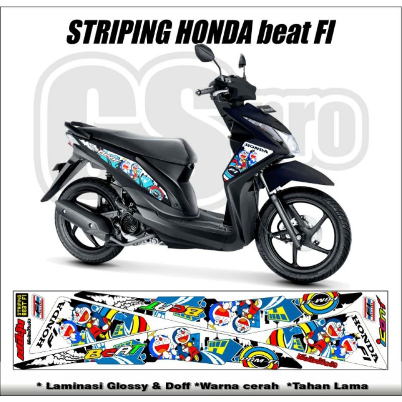 STRIPING STIKER BEAT FI LAMA - STRIPING VARIASI STICKER LIS MOTOR HONDA BEAT FI OLD DORAEMON KARAKTE