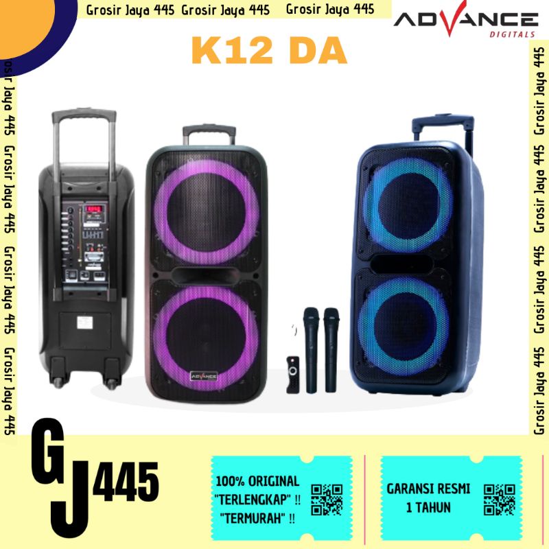 ADVANCE Speaker Portable Bluetooth 2 x 12 Inch K12DA 2 Mic Wireless