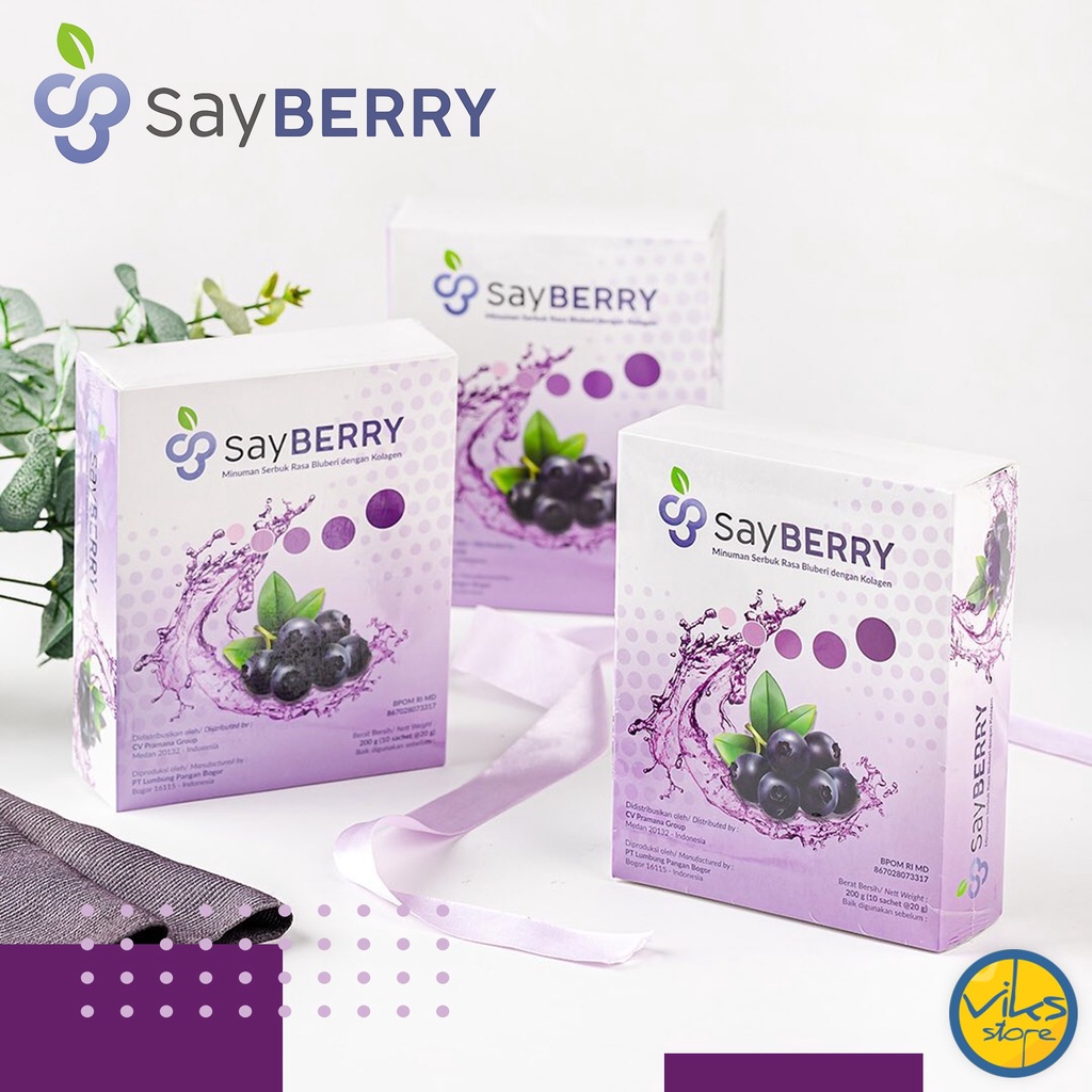 Ready Stock SayBERRY Beauty Blueberry Collagen Drink | Minuman Kolagen Pemutih Badan | Suplemen Pemutih Kulit BPOM Dan Halal | Premium Colagen Drink