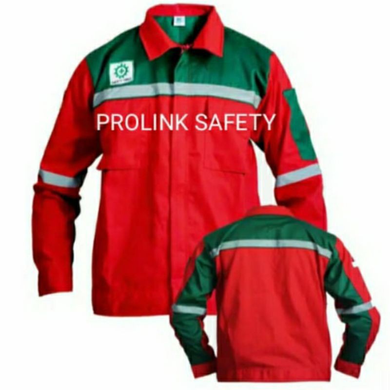 SERAGAM BAJU SAFETY HSE HITAM MERAH KOMBINASI RESLETING