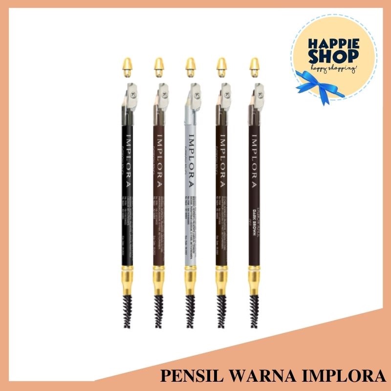 KM IMPLORA Eyebrow Pencil Alis Original 2 IN 1 Black dan Brown Pencil BPOM