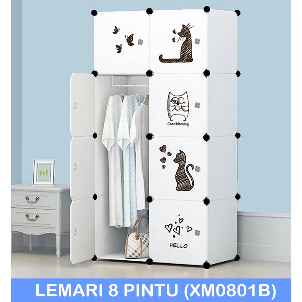 Lemari Plastik Lemari Pakaian Plastik Serbaguna Lemari Pakaian 8 Pintu Lemari Portable 8 Pintu Lemari Serbaguna Lemari Pakaian Minimalis -Wonderdekorasi