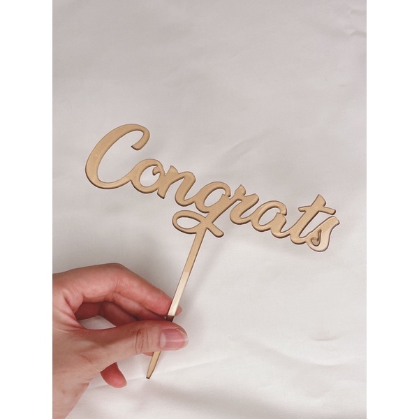

cake topper tusukan kue tulisan selamat congrats well done emas akrilik gold acryli size M