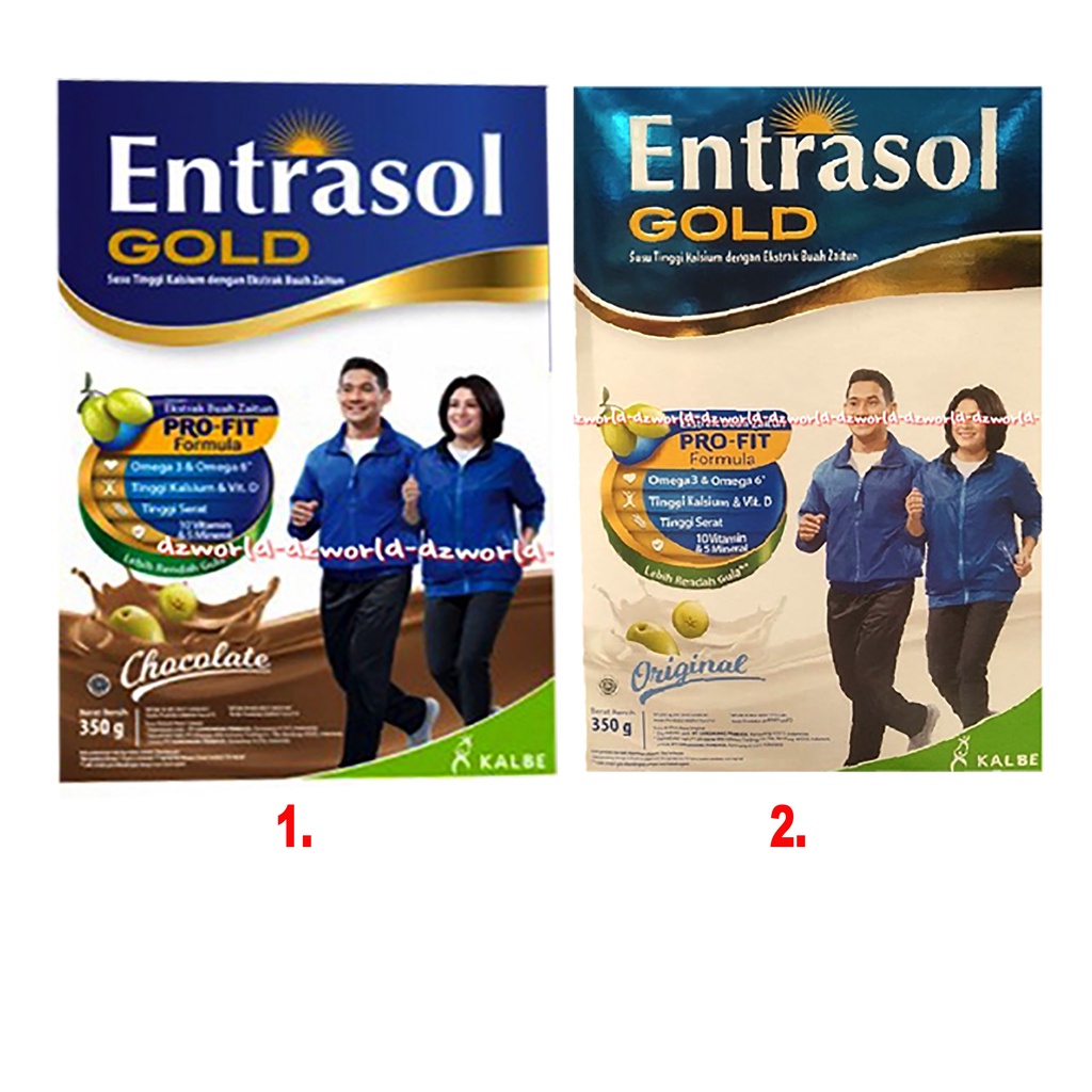 Susu Entrasol Gold High Kalsium untuk 51+ Plain 350g Rasa Plain dan Coklat