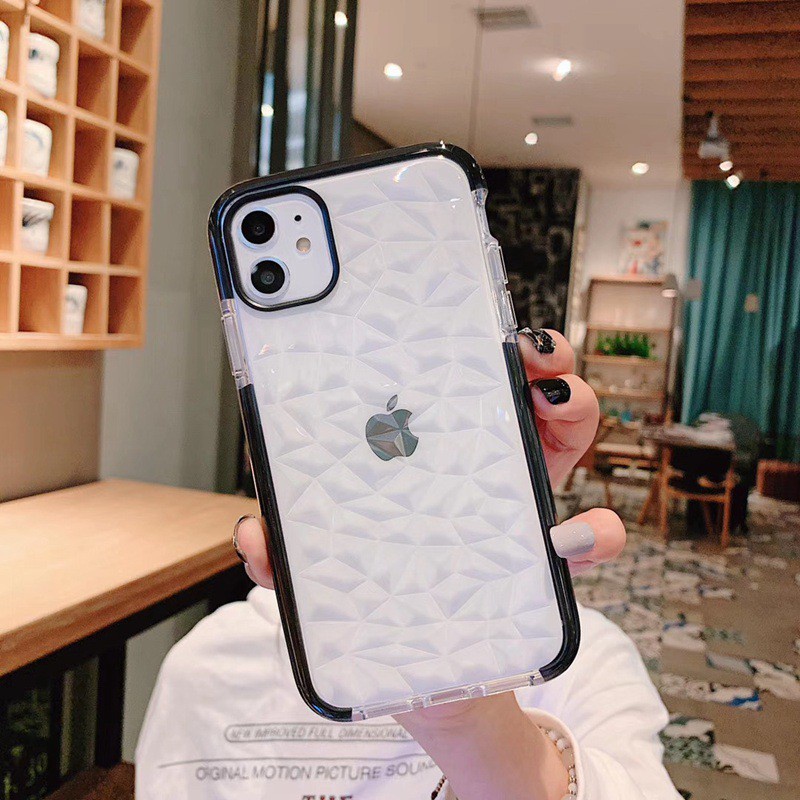 Premium Case iPhone 6 6 Plus 7 8 8plus X XS IPhone 11 Pro Max XR SE2 Diamond Pattern Bahan Silikon Lembut Untuk-Black