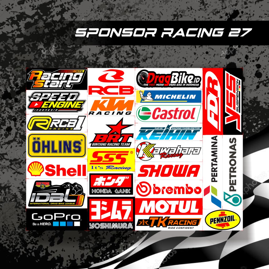 Stiker Racing / Stiker Motor / Sponsor - Isi 27, 29, 30  - RCB racing start ohlins  honda gank