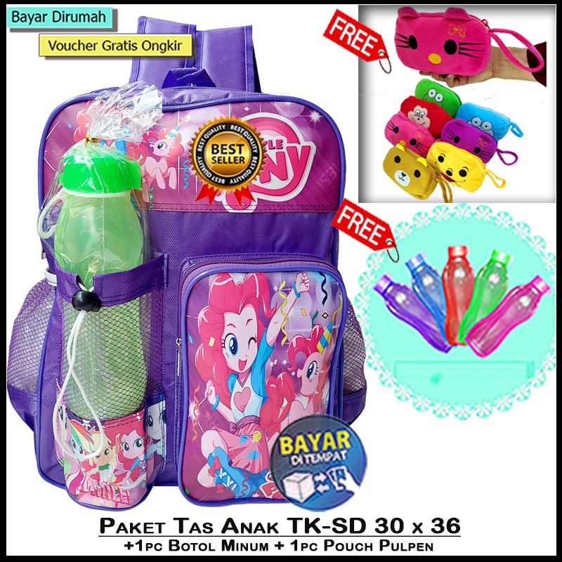 {paket} Tas Sekolah Anak Tk-SD ( Botol minum-tas-Pouch tempat pulpen ) Tas Sekolah Anak SD Perempuan