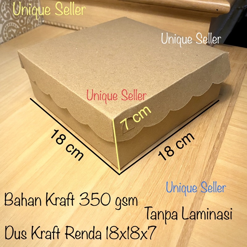 Dus Box Kotak Nasi R8 Uk 18x18x7 KRAFT RENDA 350 Gram / Dus Box Kotak Hampers 18x18 x 7 / Dus Box Kotak Kue Roti Hajatan R8 18 x 18 x 7