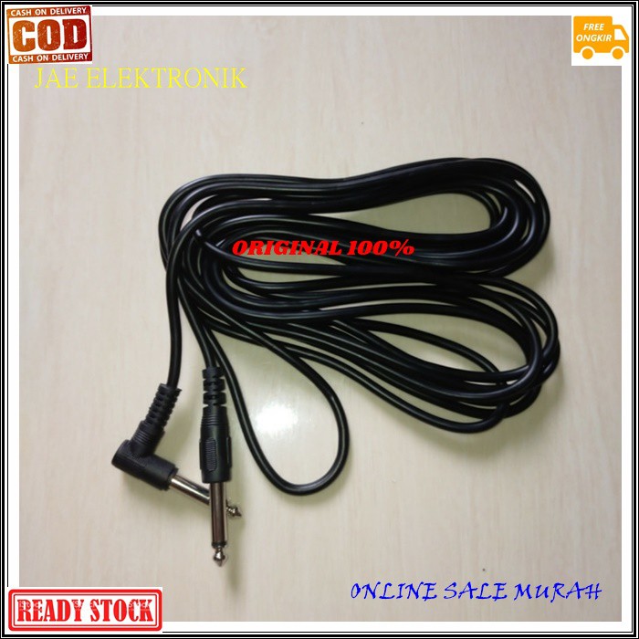 G510 Kabel GITAR mic 5 meter ORIGINAL G510 jack akay akai guitar Bass Keyboard mic wireles receiver jek akai jack konektor adapter converter konverter splitter universal sambungan penyambung male multi G510  6,5 mm  Low Noise Walaupun di Gain yang tinggi.