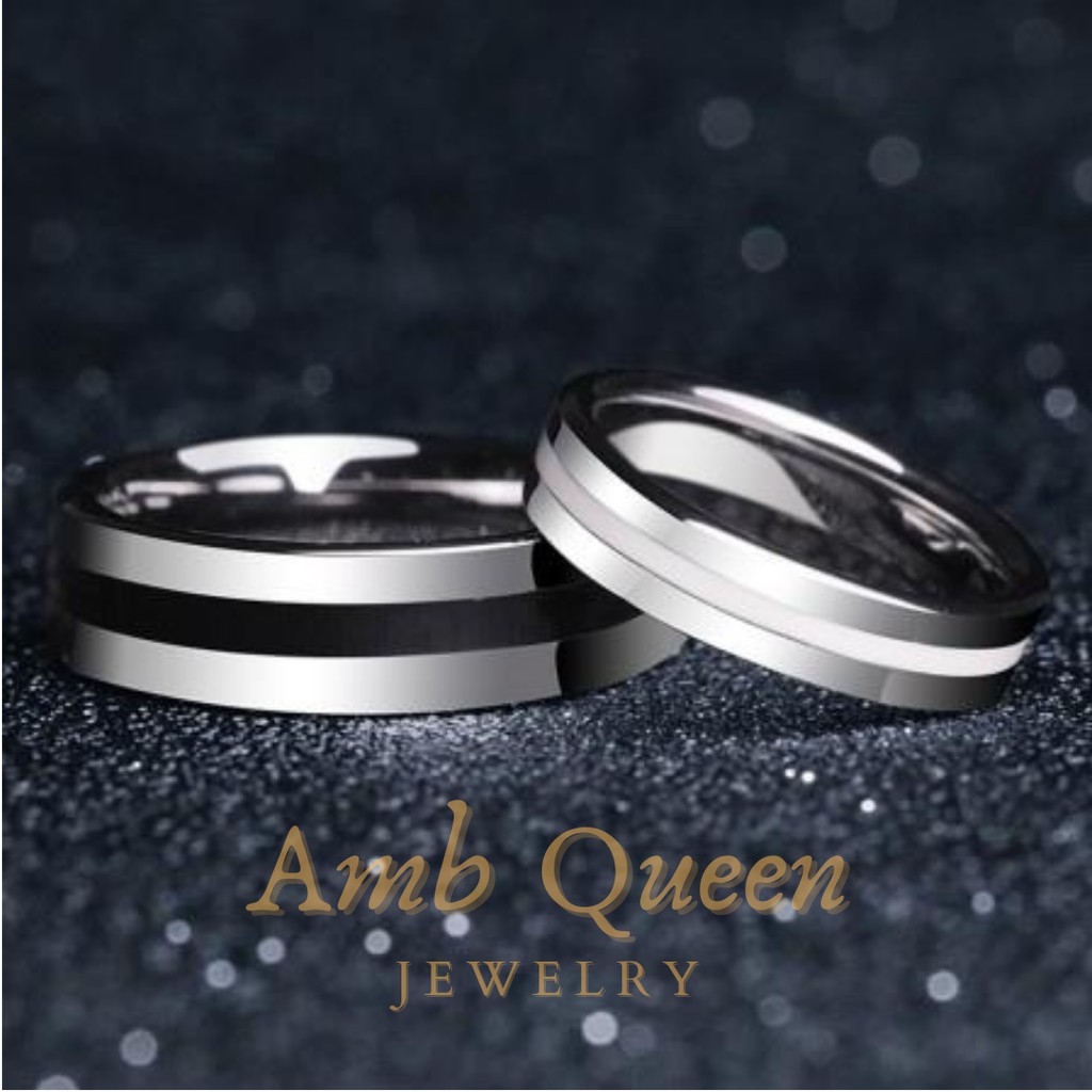 Cincin Nikah/Tunangan Couple Palladium dan Emas Wanita dan Pria