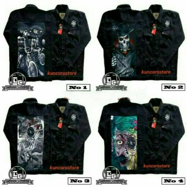 Jaket Jeans Printing Black GC