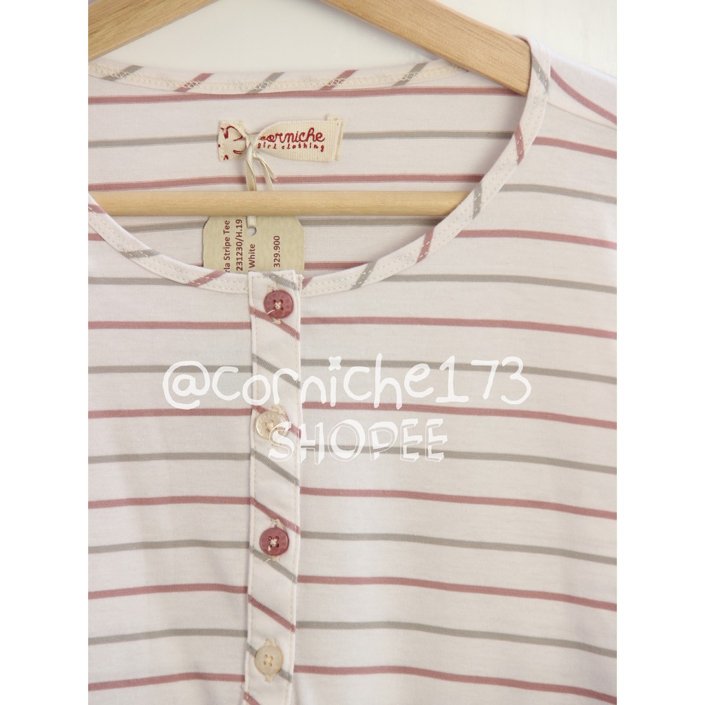 Corncihe Carla Stripe Tee Off White - TP231230