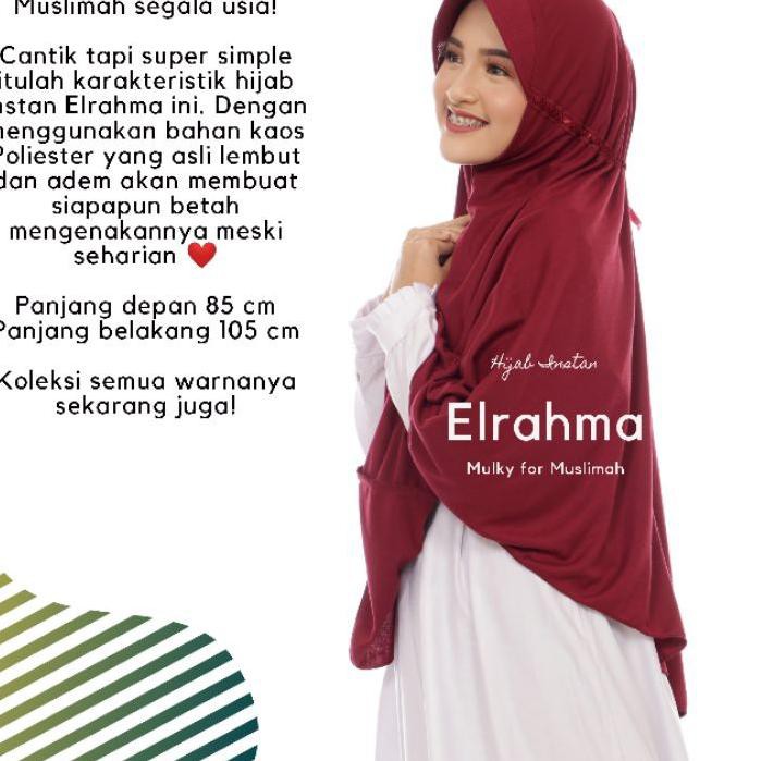 TERBARU Jilbab serut instan kaos polos pet PE syari khimar hijab jumbo size XL sekolah merk El-rahma