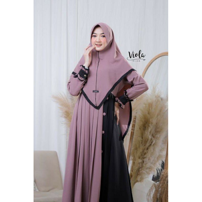 Gamis Set Hijab Original Viola Mauza Set Syari Ori by Viola Hijab