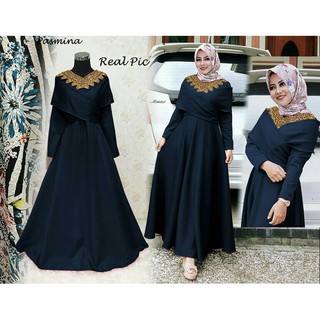 Ready Baju Gamis Pesta Remaja Modern Premium Gaun Pesta Muslim Anisa Warna Navy