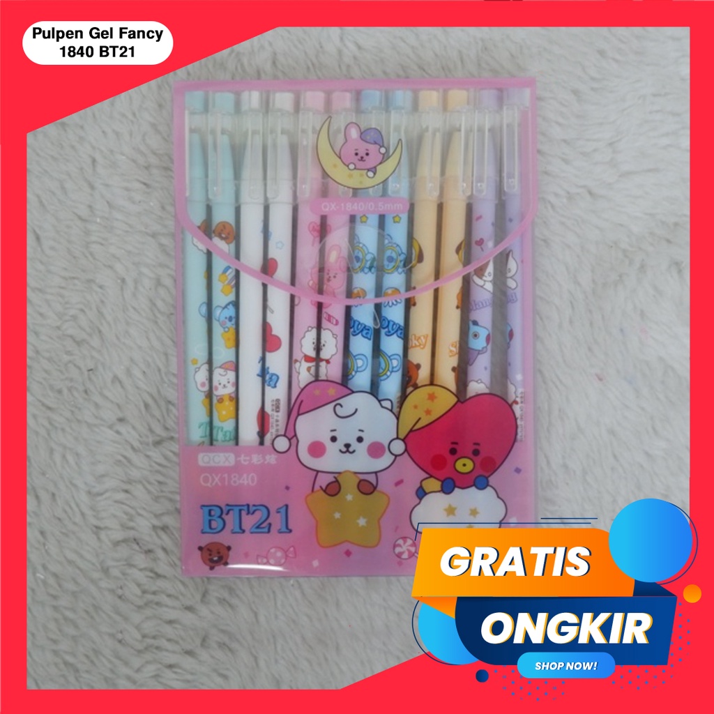 365 GEL PEN #41024 Pulpen Gel Fancy Karakter BT21 - BTS Bahan Rubber Lucu