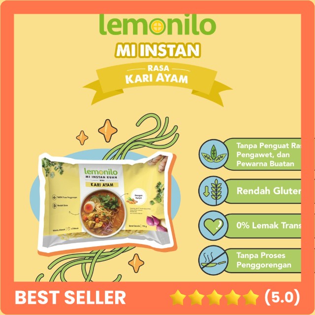 

Lemonilo - Mie Instant Rasa Mie Kari Ayam - Mie Sehat Bebas Pengawet - Tanpa MSG