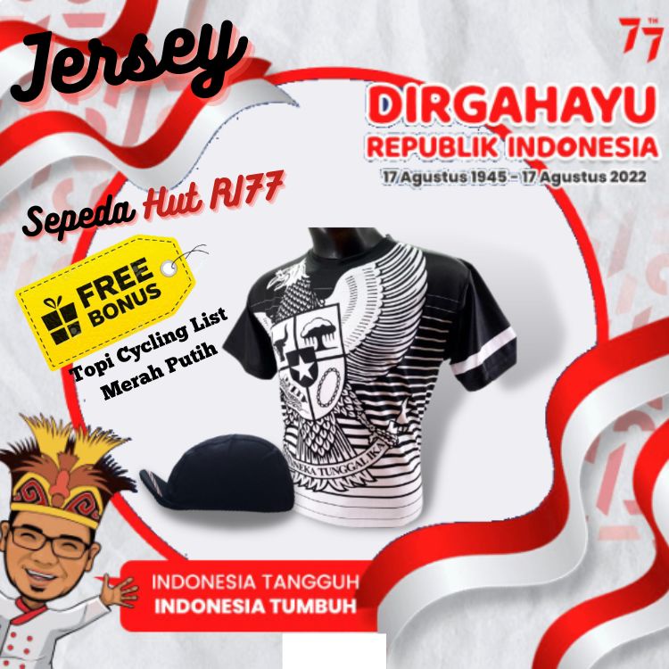 Jersey Sepeda Garuda HUT RI 77 Dirgahayu Republik Indonesia Drifit