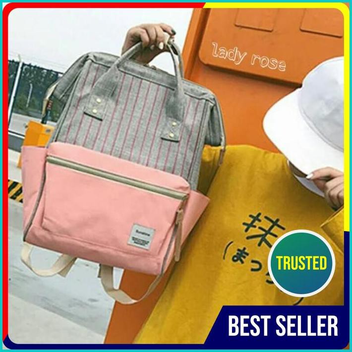 Tas Ransel Anello Salur Tas Batam Tas Korea Tas Sekolah Anello Stripes Asli Ori Original terbaru