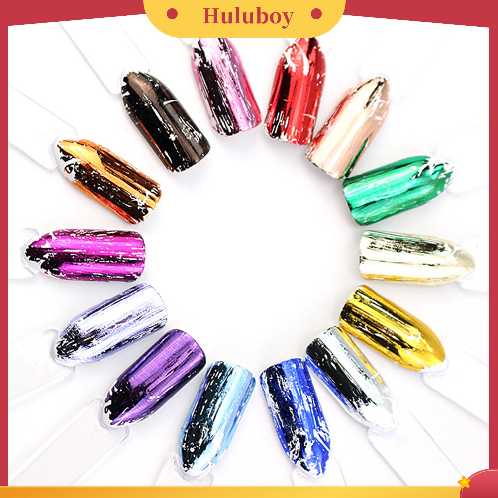 Huluboy Huluboy♡ 14 Lembar Stiker Kertas Transfer Laser Bentuk Bintang Multi Warna Untuk Dekorasi Manicure