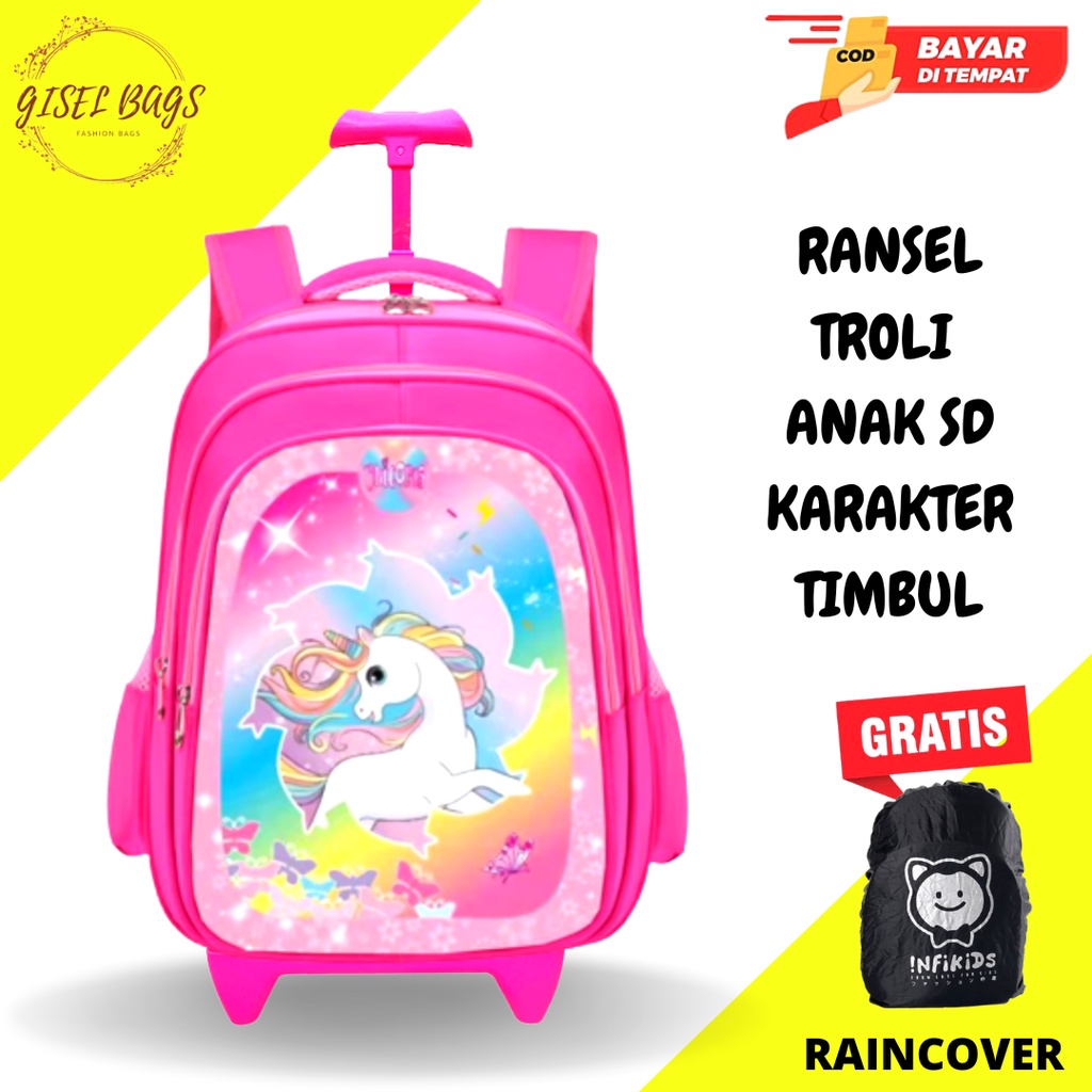 GB-Tas ransel troli anak perempuan tas ransel troli timbul tas ransel troli anak import tas ransel troli anak gambar lucu