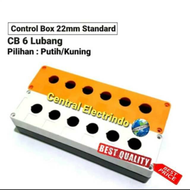 Control Box Push Button 22mm 6 Lubang Putih/Kuning.