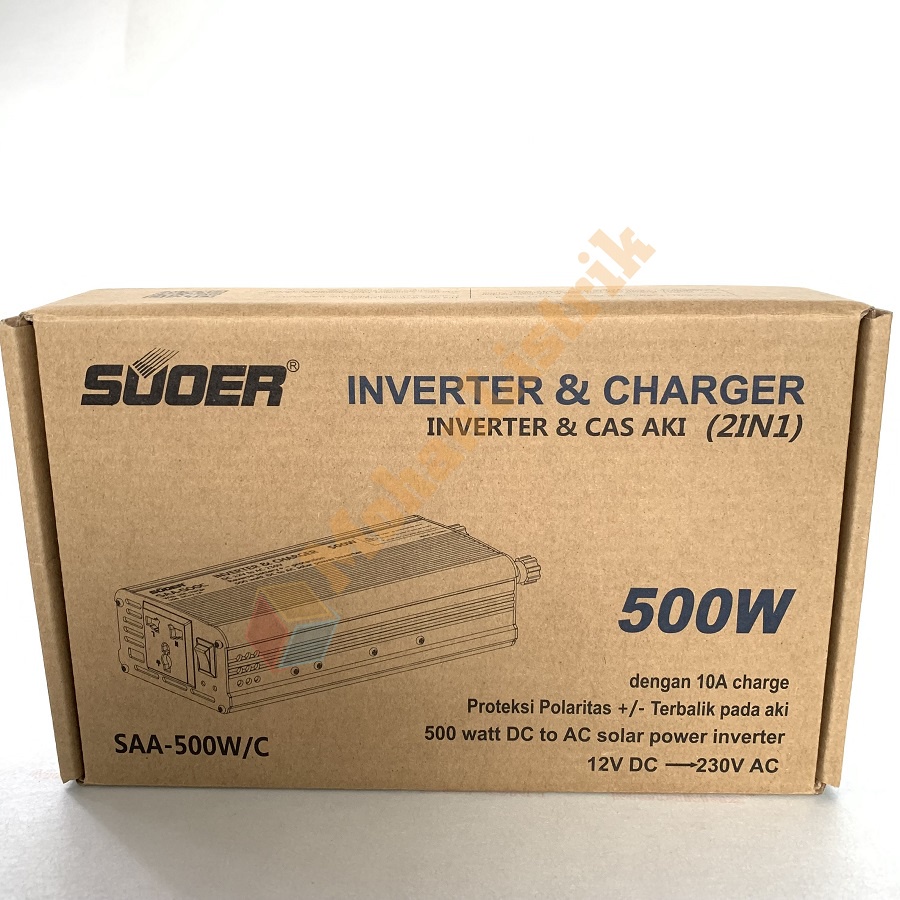 Power Inverter Suoer 500W + Charger Aki  10A 2In1 Inveter Charger Aki