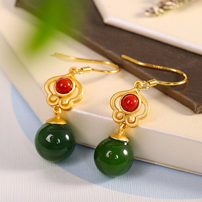 Anting Giok Hetian Chalcedony Natural Untuk Wanita