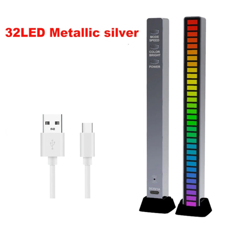 Lampu LED RGB Sound Control Rhythm Decoration Light USB Plug 32 LED - D08-RGB - 7RLLDDSV Silver