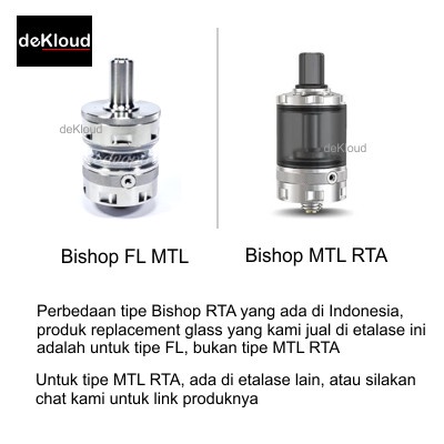 Kaca BISHOP FL MTLx RTAx Replacement 22mm warna glass bening